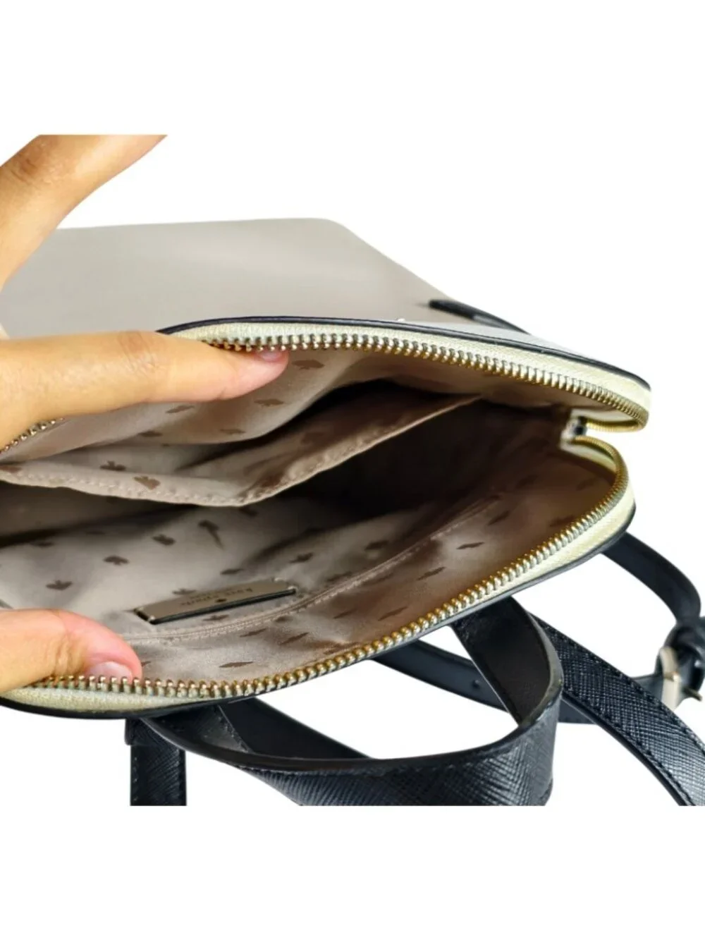 Kate Spade Staci Dome Med Backpack Beige White Saffiano Leather KG021 Ret $359